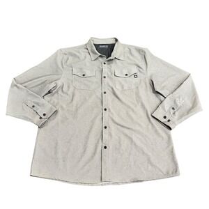 Hi-Tec Button Up Shirt Men XXL Beige Long Sleeve Outdoor Hiking Work Shirt